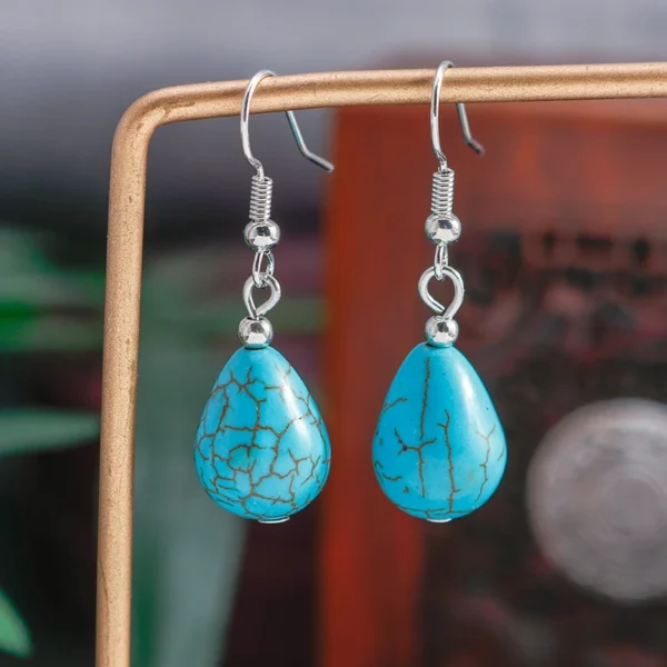 Ethnic Turquoise Love Heart Drop Earrings for Women Bohemian Natural Stone Dangle Earrings Girls Party Birthday Jewelry Gifts – Bild 6