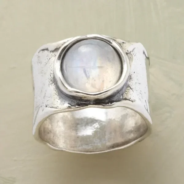 Vintage Tibetan Moonstone Big Healing Crystal Rings for Women Boho Antique Indian Moonstone Ring Fine Jewelry Girls Ladies Gifts – Image 20