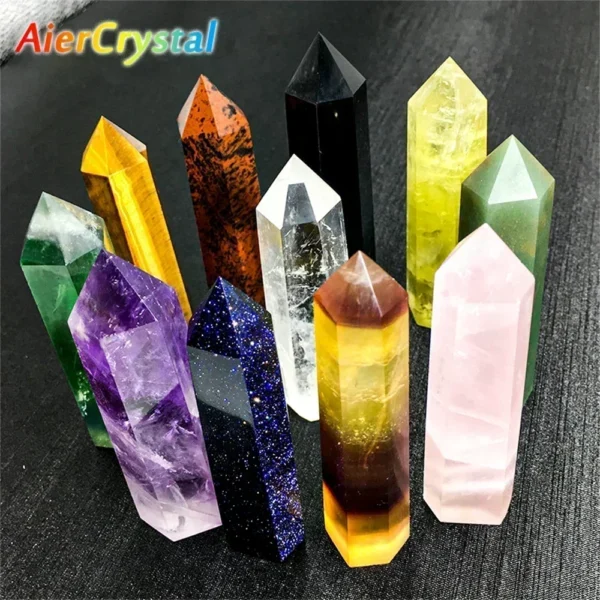 Natural Stone and Crystals Point Wand Witchcraft Rose Quartz Amethyst Home Decoration Mineral Stones Crafts Room Aquarium Decor - immagine 23