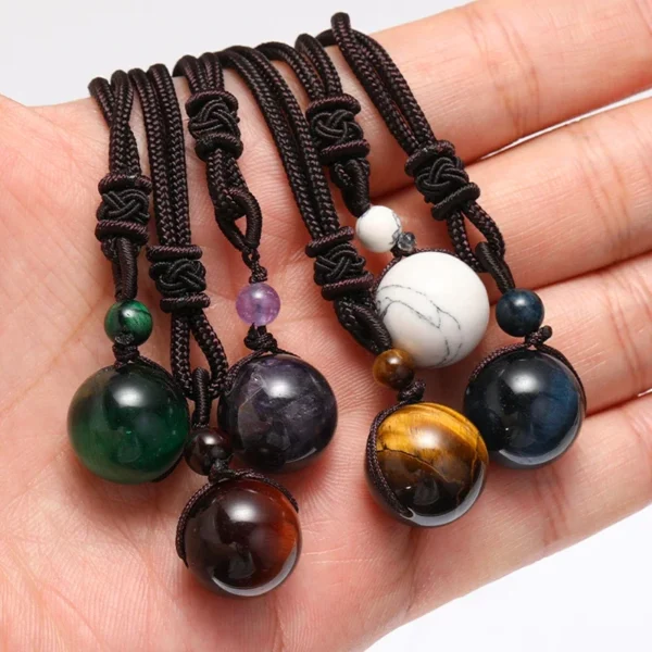 Healing Crystals Necklace Natural Tiger Eye Amethyst Lucky Blessing Protection Chakra Beads Stone Pendant for Women Men - immagine 8