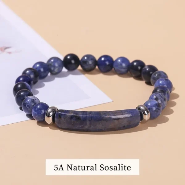 JD Natural Stone Tiger Eye Amethyst Rectangle Bar Charm Bracelet Women Men Healing Stone Powder Crystal Rough Chakra Jewelry - Image 9