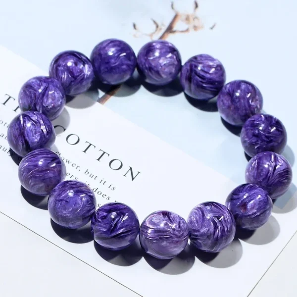 Natural Charoite Beads Bracelet Amethyst Stone Crystal Women Fashion Jewelry Single Circle Elastic Rope Charoite Bracelet Gifts – Bild 3