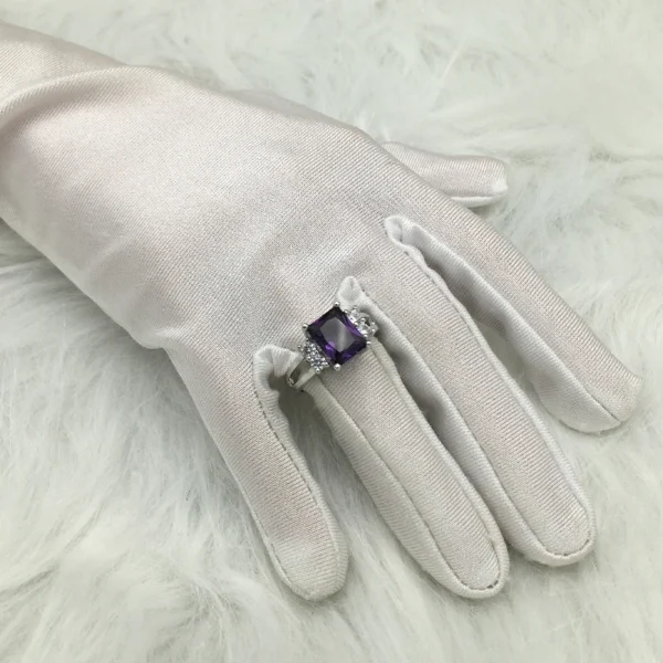 Fashion Rings 925 Silver Jewelry Rectangle Amethyst Zircon Gemstone Finger Ring for Women Wedding Engagement Party Ornaments - Imagen 7