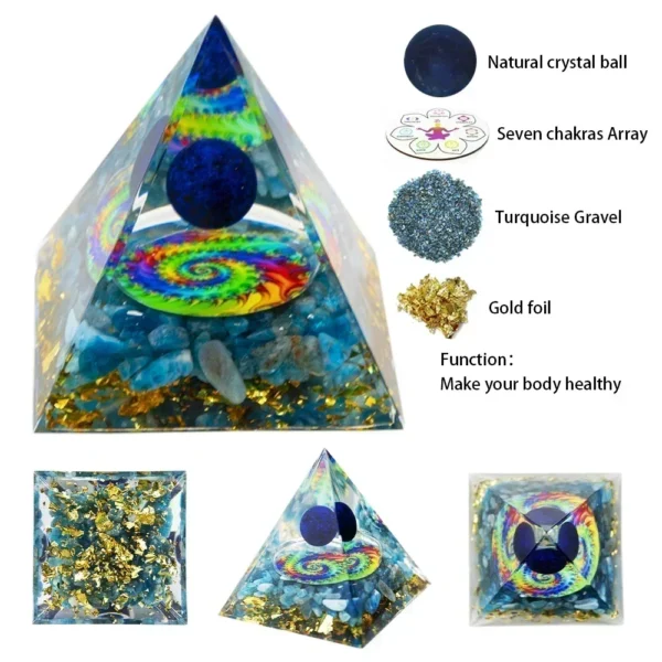 Natural Crystal Energy Generator Pyramid Peridot Amethyst Reiki Healing Chakra Resin Pyramid Egyptian Decor Room Decoration 1pc - Imagen 10