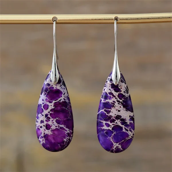 Summer New Emperor Stone Bohemian Style Droplet Pendant Earrings for Women Fashion Natural Stone Earrings Jewelry Accessories - Imagen 8