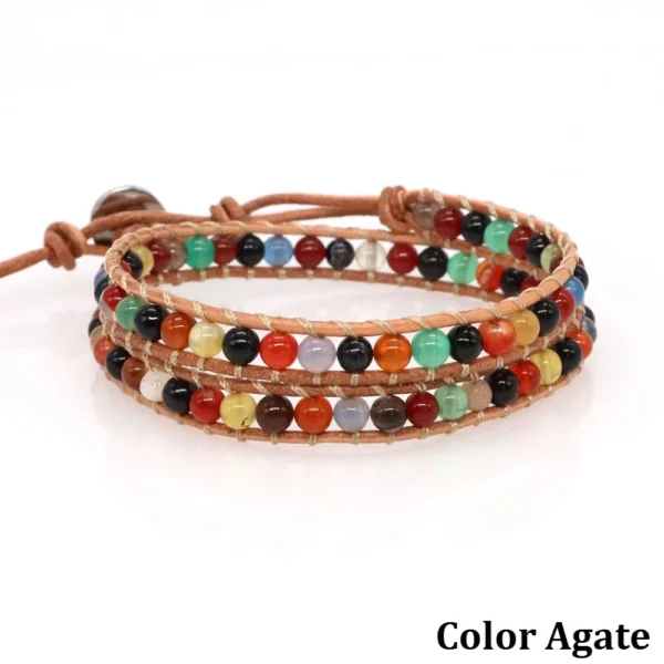 Natural Stone Bohemian Bead Bracelet For Women Men 2 Strands Multilayer Wrap Emperor Turquoise Braided Crystal Jewelry Gift - Imagen 18