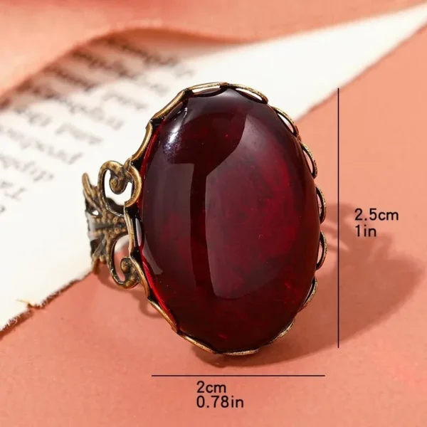 New Gothic Vampire Red Crystal Open Rings for Woman Girls Mystery Witch Jewelry Accessories Personalized Black Ring Party Gifts - 图片 11