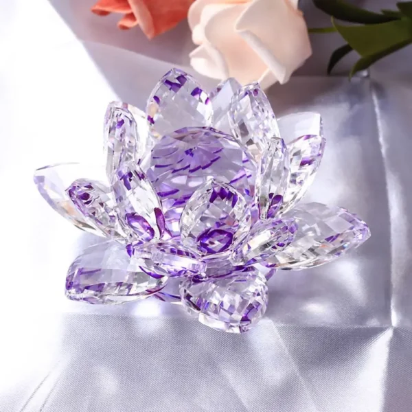 Multi-Color Crystal Lotus Flower Figurine Home Wedding Decor Glass Craft Collection Paperweight Table Ornaments Souvenir Gifts - 图片 8