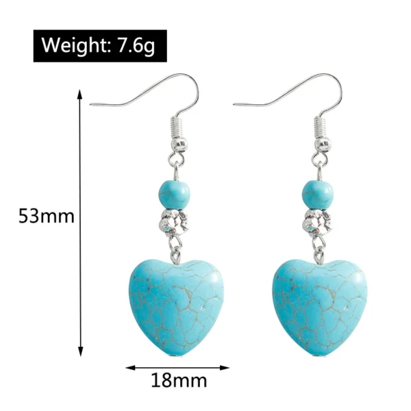 Ethnic Turquoise Love Heart Drop Earrings for Women Bohemian Natural Stone Dangle Earrings Girls Party Birthday Jewelry Gifts - Image 26