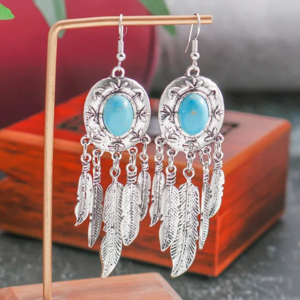 Ethnic Turquoise Love Heart Drop Earrings for Women Bohemian Natural Stone Dangle Earrings Girls Party Birthday Jewelry Gifts – Image 17