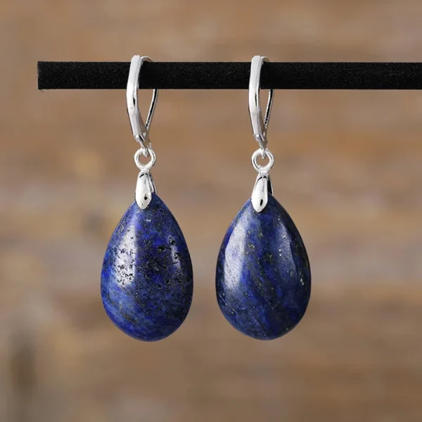 European and American Personalized Natural Stone Jewelry Accessories Emperor Stone Lapis Stone Drop Pendant Earrings for Women