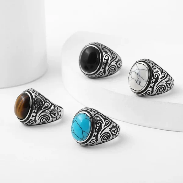 Fashion Vintage Man Boy Oval Blue Eye Stones Ring in Stainless Steel Jewelry Mens Accessories Anel Aneis Wedding Gift - Image 29