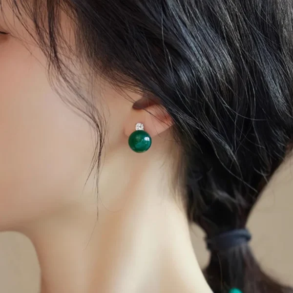 Minar Luxury Green Color Jade Natural Stone CZ Cubic Zirconia Drop Earrings for Women Copper Wholesale Office Career Jewelry - Imagen 6