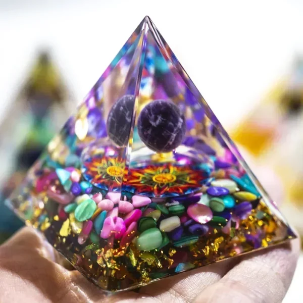 Natural Crystal Energy Generator Pyramid Peridot Amethyst Reiki Healing Chakra Resin Pyramid Egyptian Decor Room Decoration 1pc – Bild 16