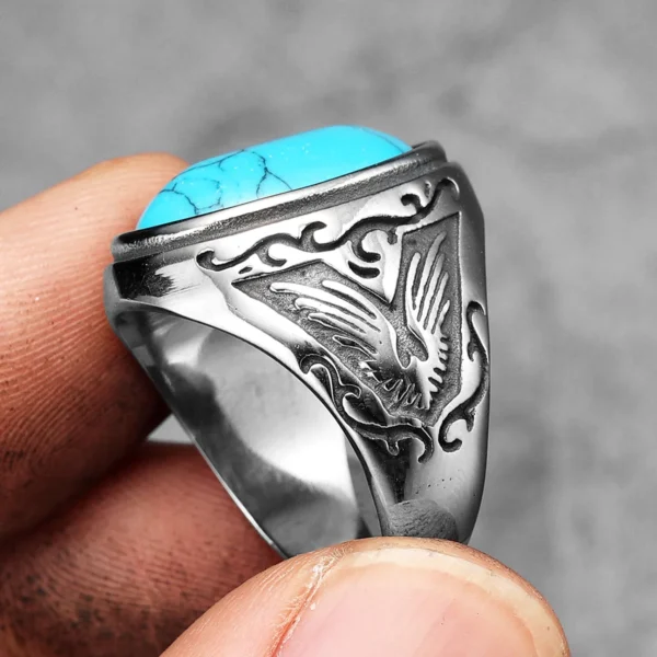 Black Turquoise Carved Men Rings Stainless Steel Women Jewelry Vintage Punk Rock Cool Stuff Fashion Accessories Gift Wholesale – Image 10