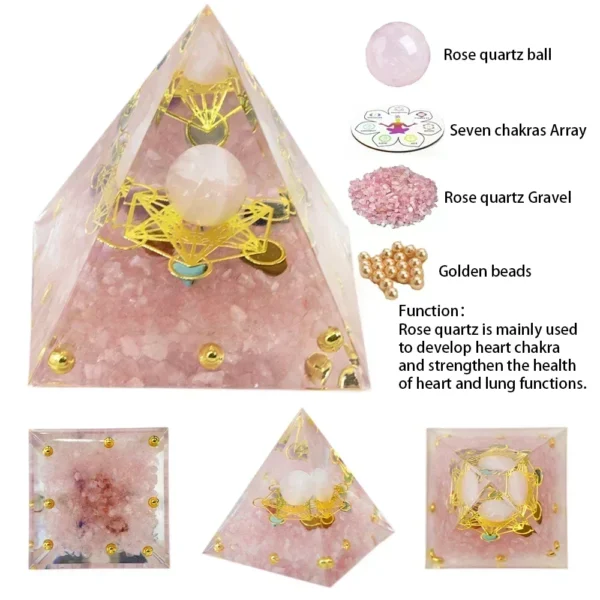 Natural Crystal Energy Generator Pyramid Peridot Amethyst Reiki Healing Chakra Resin Pyramid Egyptian Decor Room Decoration 1pc - Image 6