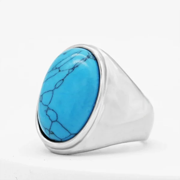 Fashion Vintage Man Boy Oval Blue Eye Stones Ring in Stainless Steel Jewelry Mens Accessories Anel Aneis Wedding Gift - Image 15