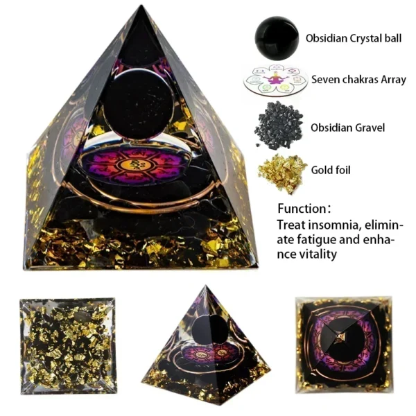 Natural Crystal Energy Generator Pyramid Peridot Amethyst Reiki Healing Chakra Resin Pyramid Egyptian Decor Room Decoration 1pc – Bild 7