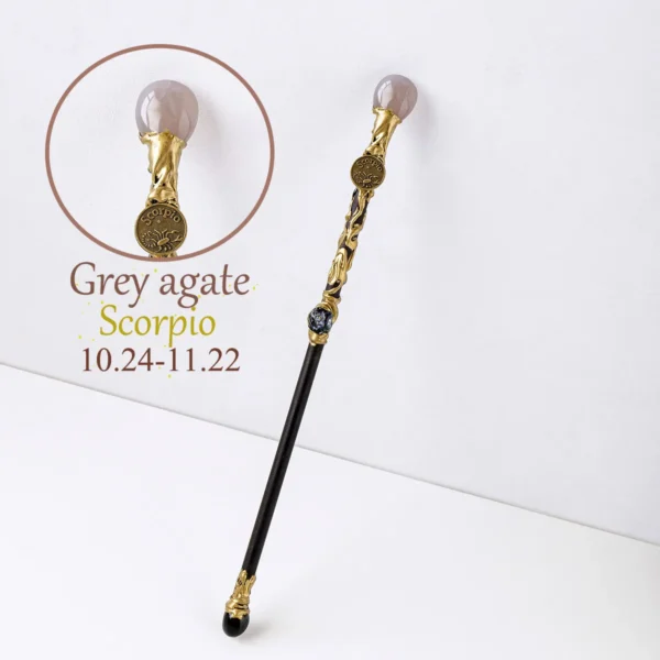 1PC 12 Zodiac Signs Natural Stones Magic Scepter Amethyst Citrine Fairy Lucky Gem Scepter Props Accessories - immagine 11