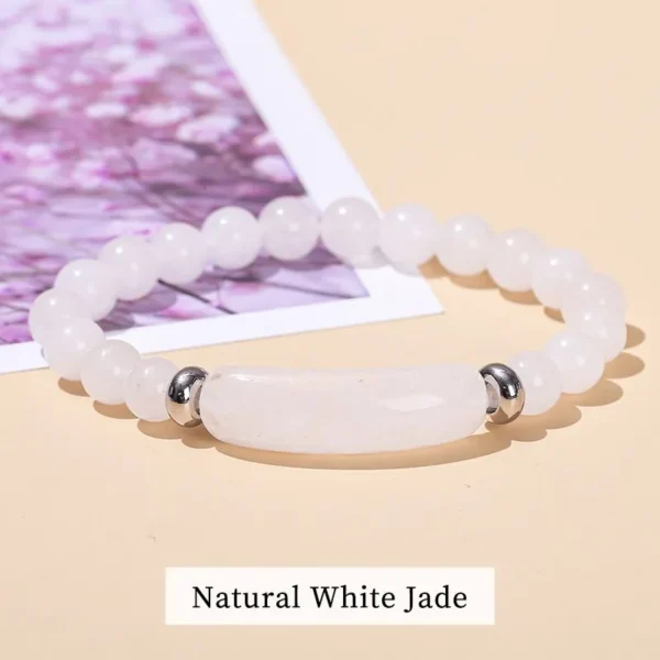 JD Natural Stone Tiger Eye Amethyst Rectangle Bar Charm Bracelet Women Men Healing Stone Powder Crystal Rough Chakra Jewelry - Imagen 3