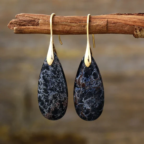 Summer New Emperor Stone Bohemian Style Droplet Pendant Earrings for Women Fashion Natural Stone Earrings Jewelry Accessories - Image 7