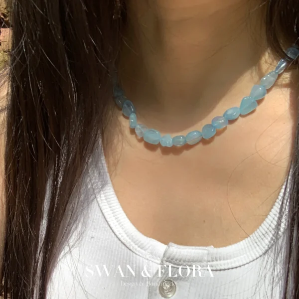 Natural Aquamarine Necklace Fine Jewelry Handmade Stones BLUE Wholesale Healing Energy Gift Lucky Jewelry - Imagen 3