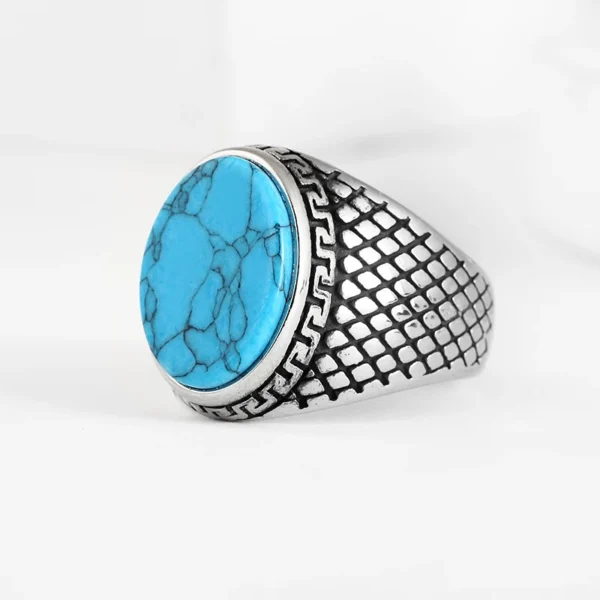 Fashion Vintage Man Boy Oval Blue Eye Stones Ring in Stainless Steel Jewelry Mens Accessories Anel Aneis Wedding Gift - Imagen 21