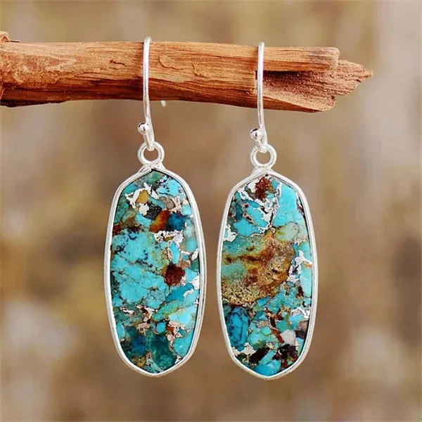 Bohemian Multicolor Emperor Stone Drop Earrings for Women Ethnic Geometric Natural Stone Dangle Earrings Minimalist Jewelry Gift - 图片 10