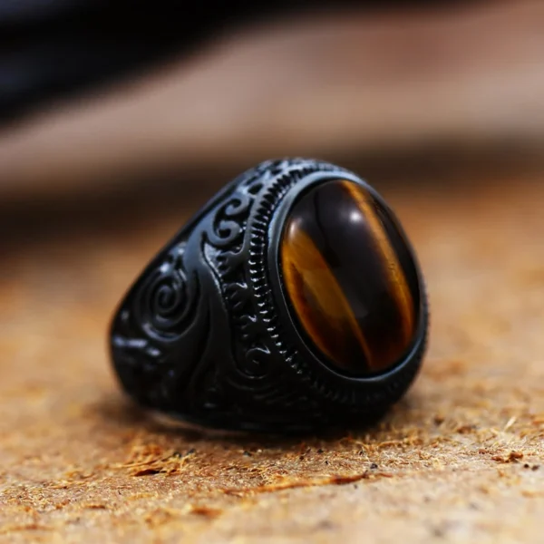 Beier 316L Stainless Steel Vintage White And Tiger Eye Brown Eye Men's Ring Fashion High Quality Jewellery LLBR8-699R