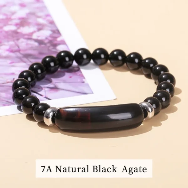 JD Natural Stone Tiger Eye Amethyst Rectangle Bar Charm Bracelet Women Men Healing Stone Powder Crystal Rough Chakra Jewelry - Image 18