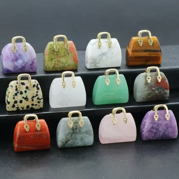 1pc Handbag Model Statue Natural Chakra Semi-precious Stone Quartz Ornament Bag Healing Reiki Figurine Crystals Home Decoration - 图片 20