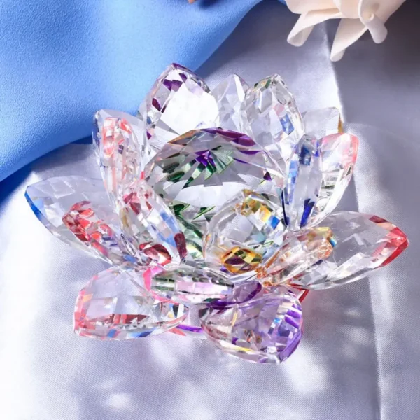 Multi-Color Crystal Lotus Flower Figurine Home Wedding Decor Glass Craft Collection Paperweight Table Ornaments Souvenir Gifts - 图片 3