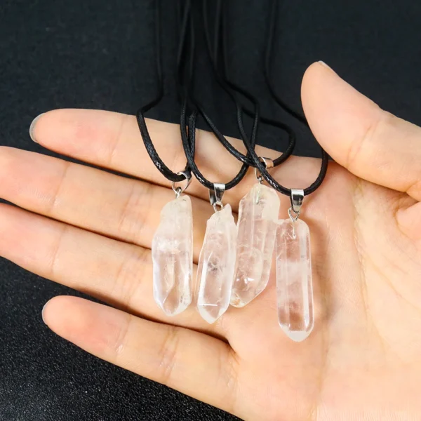 1PC Natural Quartz Crystal Pendant Necklace Energy Healing Reiki Charm Mineral Irregular Raw Stone Pendulum Choker Jewelry Gifts – Image 2