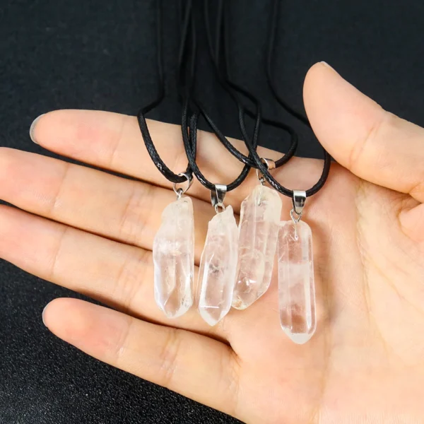 1PC Natural Quartz Crystal Pendant Necklace Energy Healing Reiki Charm Mineral Irregular Raw Stone Pendulum Choker Jewelry Gifts