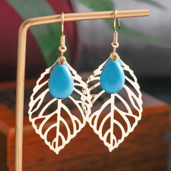 Ethnic Turquoise Love Heart Drop Earrings for Women Bohemian Natural Stone Dangle Earrings Girls Party Birthday Jewelry Gifts - Imagen 18