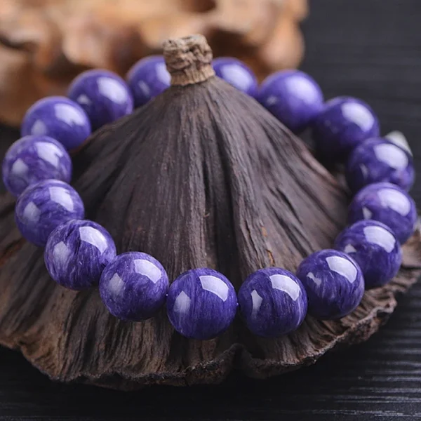 Natural Charoite Beads Bracelet Amethyst Stone Crystal Women Fashion Jewelry Single Circle Elastic Rope Charoite Bracelet Gifts - immagine 5