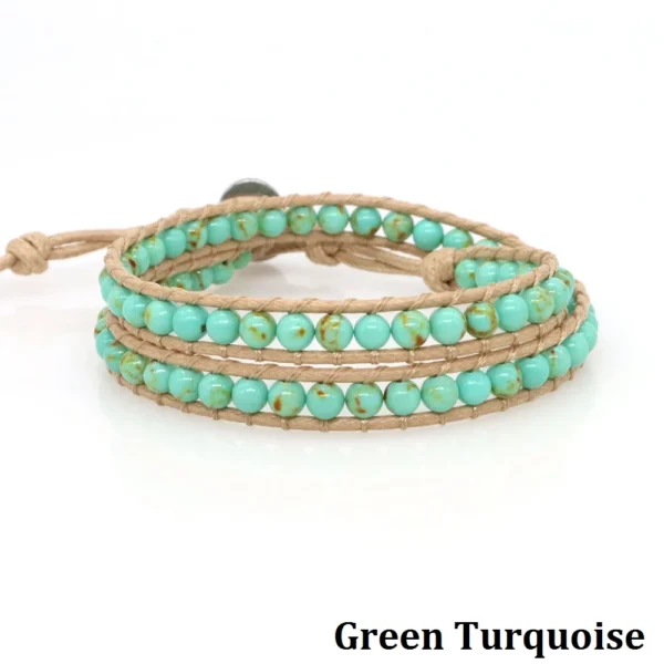 Natural Stone Bohemian Bead Bracelet For Women Men 2 Strands Multilayer Wrap Emperor Turquoise Braided Crystal Jewelry Gift – Image 16