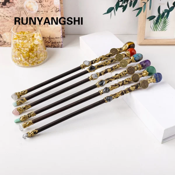 1PC 12 Zodiac Signs Natural Stones Magic Scepter Amethyst Citrine Fairy Lucky Gem Scepter Props Accessories - 图片 14