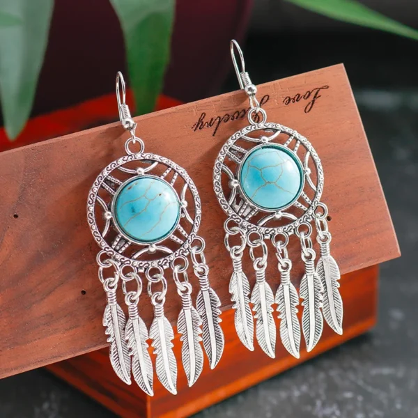 Ethnic Turquoise Love Heart Drop Earrings for Women Bohemian Natural Stone Dangle Earrings Girls Party Birthday Jewelry Gifts - Image 15