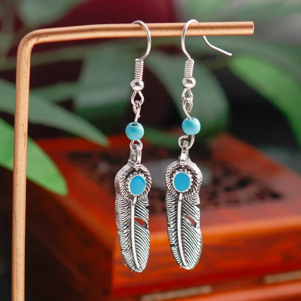 Ethnic Turquoise Love Heart Drop Earrings for Women Bohemian Natural Stone Dangle Earrings Girls Party Birthday Jewelry Gifts - 图片 19